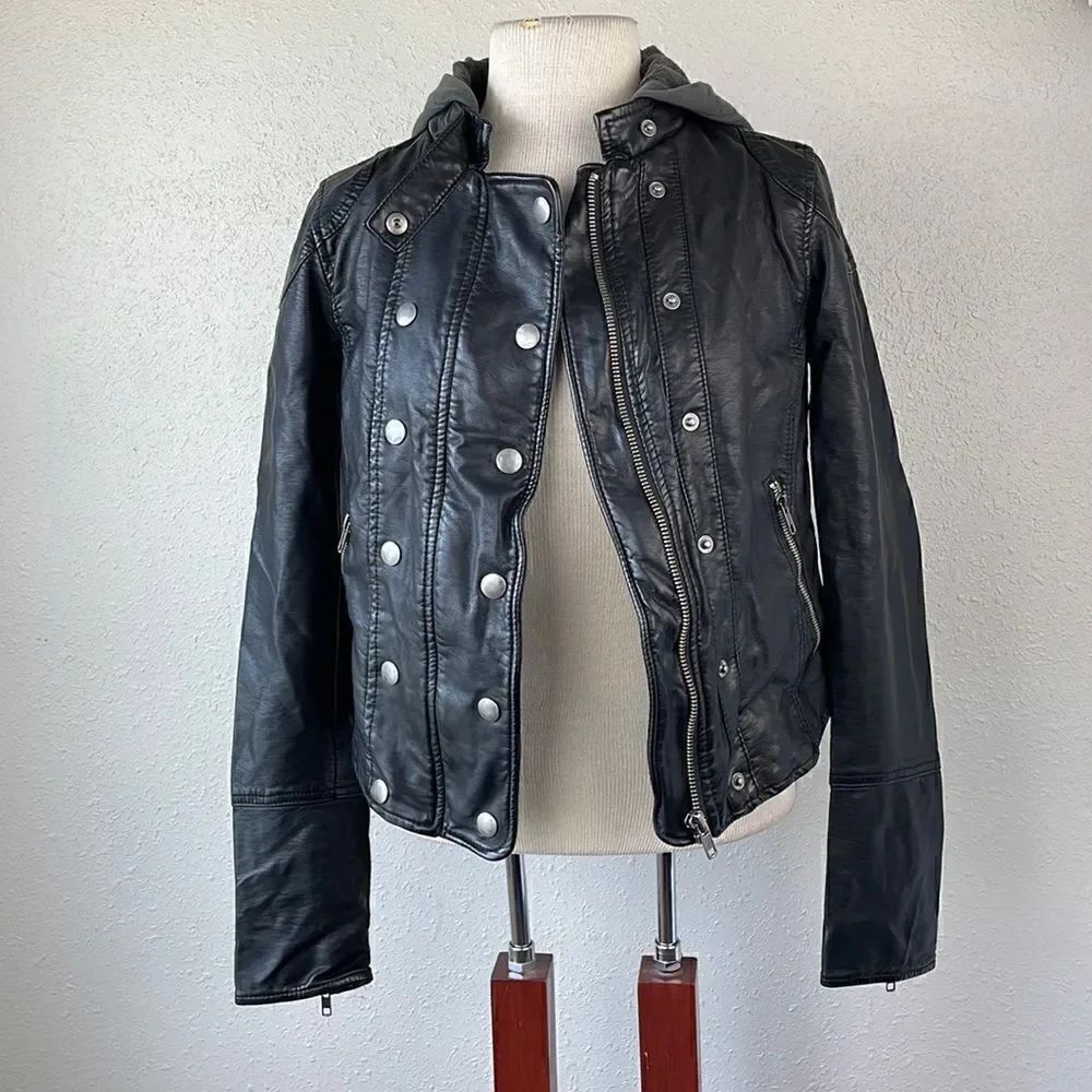 NWOT We The Free Vegan Leather Hoodie Jacket Size XS